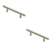 Loops 2X Round T Bar Cabinet Pull Handle 156 X 12mm 96mm Fixing Centres Satin Nickel