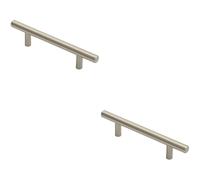 Loops 2x Round T Bar Cabinet Pull Handle 156 x 12mm 96mm Fixing Centres Satin Nickel in Metallics Loops Metallics