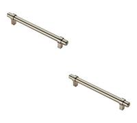 Loops 2X Round T Bar Cabinet Pull Handle 200 X 14mm 160mm Fixing Centres Satin Nickel