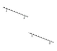 Loops 2X Round T Bar Cabinet Pull Handle 220 X 12mm 160mm Fixing Centres Chrome