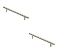 Loops 2X Round T Bar Cabinet Pull Handle 220 X 12mm 160mm Fixing Centres Satin Nickel