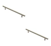 Loops 2X Round T Bar Cabinet Pull Handle 252 X 12mm 192mm Fixing Centres Satin Nickel