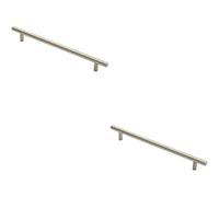 Loops 2X Round T Bar Cabinet Pull Handle 284 X 12mm 224mm Fixing Centres Satin Nickel