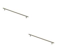 Loops 2X Round T Bar Cabinet Pull Handle 444 X 12mm 384mm Fixing Centres Satin Nickel
