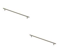 Loops 2x Round T Bar Cabinet Pull Handle 444 x 12mm 384mm Fixing Centres Satin Nickel in Metallics Loops Metallics