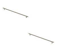 Loops 2X Round T Bar Cabinet Pull Handle 508 X 12mm 448mm Fixing Centres Satin Nickel