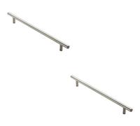 Loops 2X Round T Bar Cabinet Pull Handle 828 X 12mm 768mm Fixing Centres Satin Nickel