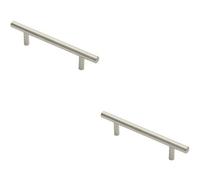 Loops 2X Round T Bar Pull Handle 146 X 10mm 96mm Fixing Centres Stainless Steel