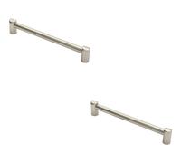 Loops 2x Round Tube Pull Handle 244 x 16mm 224mm Fixing Centres Satin Nickel in Metallics Loops Metallics