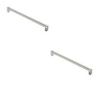 Loops 2X Round Tube Pull Handle 336 X 16mm 320mm Fixing Centres Satin Nickel & Chrome