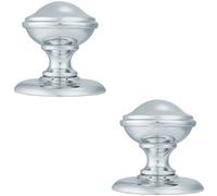 Loops 2x Round Victorian Centre Door Knob Polished Chrome 79mm Rose Outdoor Handle Loops Multicolor