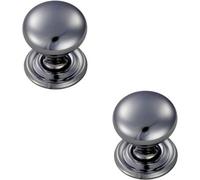 Loops 2X Round Victorian Cupboard Door Knob 38mm Dia Polished Chrome Cabinet Handle