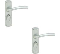 Loops 2x Rounded Curved Bar Handle on Bathroom Backplate 170 x 42mm Satin Chrome Loops Multicolor