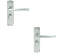 Loops 2x Rounded Straight Bar Handle on Bathroom Backplate 170 x 42mm Satin Chrome Loops Multicolor