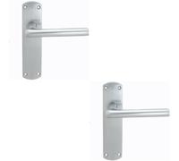 Loops 2x Rounded Straight Bar Handle on Latch Backplate 170 x 42mm Satin Chrome Loops Multicolor