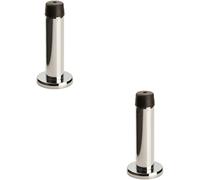 Loops 2x Rubber Tipped Doorstop Cylinder with Rose Wall Mounted 71mm Polished Chrome Loops Multicolor