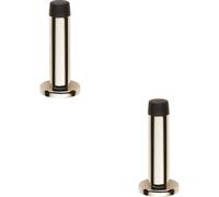 Loops 2x Rubber Tipped Doorstop Cylinder with Rose Wall Mounted 71mm Polished Nickel in Metallics Loops Metallics