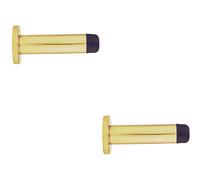 Loops 2x Rubber Tipped Doorstop Cylinder with Rose Wall Mounted 83mm Polished Brass in Metallics Loops Metallics
