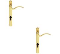 Loops 2x Scroll Lever Door Handle on Lock Backplate Polished Brass 208mm X 25mm in Metallics Loops Metallics