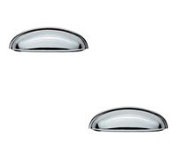 Loops 2X Shaker Cup Pull Handle 124 X 35mm 96mm Fixing Centres Polished Chrome