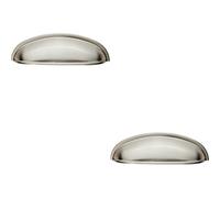 Loops 2X Shaker Cup Pull Handle 124 X 35mm 96mm Fixing Centres Satin Nickel
