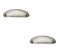Loops 2x Shaker Cup Pull Handle 124 x 35mm 96mm Fixing Centres Satin Nickel in Metallics Loops Metallics