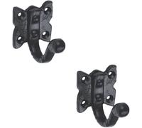 Loops 2x Single Ornate Wardrobe Hook on Butterfly Backplate 47mm Proj Black Antique Loops Black