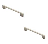 Loops 2X Slim D Shape Pull Handle 152 X 7.5mm 128mm Fixing Centres Satin Nickel