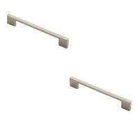 Loops 2x Slim D Shape Pull Handle 152 x 7.5mm 128mm Fixing Centres Satin Nickel in Metallics Loops Metallics