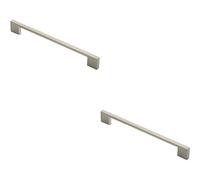 Loops 2x Slim D Shape Pull Handle 220 x 8.5mm 192mm Fixing Centres Satin Nickel in Metallics Loops Metallics