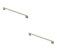 Loops 2X Slim D Shape Pull Handle 290 X 9mm 256mm Fixing Centres Satin Nickel