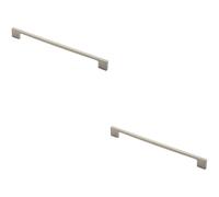 Loops 2x Slim D Shape Pull Handle 290 x 9mm 256mm Fixing Centres Satin Nickel in Metallics Loops Metallics