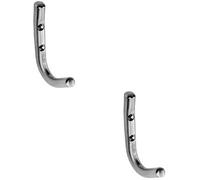 Loops 2x Slimline One Piece Coat Hook 55mm Projection Bright Stainless Steel in Metallics Loops Metallics