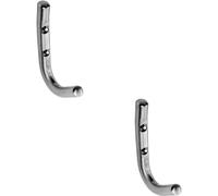 Loops 2x Slimline One Piece Coat Hook 55mm Projection Satin Stainless Steel in Metallics Loops Metallics