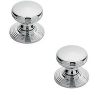 Loops 2X Smooth Ringed Cupboard Door Knob 28mm Dia Polished Chrome Cabinet Handle
