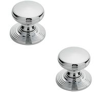 2x Smooth Ringed Cupboard Door Knob 28mm Dia Polished Chrome Cabinet Handle
