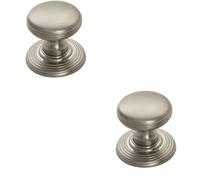 Loops 2X Smooth Ringed Cupboard Door Knob 35mm Dia Satin Nickel Cabinet Handle