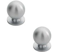 Loops 2X Solid Ball Cupboard Door Knob 25mm Diameter Satin Chrome Cabinet Handle