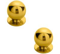 Loops 2X Solid Ball Cupboard Door Knob 30mm Diameter Polished Brass Cabinet Handle