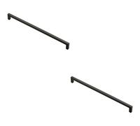 Loops 2X Square Block Handle Pull Handle 330 X 10mm 320mm Fixing Centres Matt Black