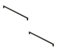 Loops 2x Square Block Handle Pull Handle 330 x 10mm 320mm Fixing Centres Matt Black Loops Black