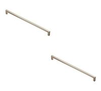 Loops 2X Square Block Handle Pull Handle 330 X 10mm 320mm Fixing Centres Satin Nickel