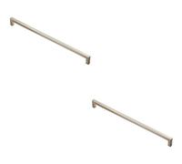 Loops 2x Square Block Handle Pull Handle 330 x 10mm 320mm Fixing Centres Satin Nickel in Metallics Loops Metallics
