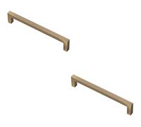 Loops 2x Square Block Pull Handle 170 x 10mm 160mm Fixing Centres Antique Brass in Metallics Loops Metallics
