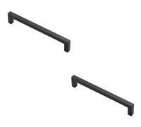 Loops 2X Square Block Pull Handle 170 X 10mm 160mm Fixing Centres Matt Black