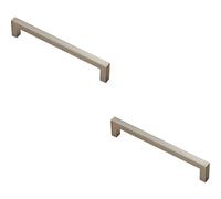 Loops 2x Square Block Pull Handle 170 x 10mm 160mm Fixing Centres Satin Nickel in Metallics Loops Metallics