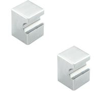 Loops 2X Square Cupboard Door Knob 18 X 18mm 25mm Projection Polished Chrome