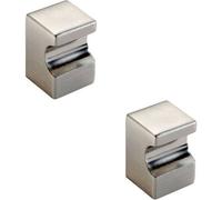 Loops 2X Square Cupboard Door Knob 18 X 18mm 25mm Projection Satin Nickel