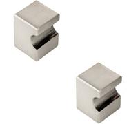 Loops 2X Square Cupboard Door Knob 22 X 22mm 30mm Projection Satin Nickel