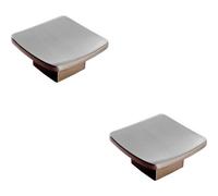 Loops 2X Square Curved Cupboard Door Knob 45 X 45mm Satin Nickel Cabinet Handle